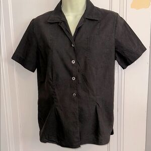 Vintage 60s Ship‎ ‘n Shore Black Button-Up Short Sleeve Shirt